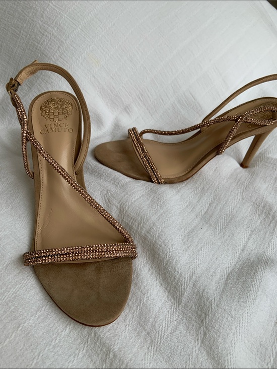 Vince Camuto Shoes - Vince Camuto Rose Gold Crystal-Strap Stiletto Sandals
